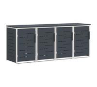 Wheelie Bin Storage 4x240L Stainless Steel Grey 276x77.5x112.5cm Expandable Soft