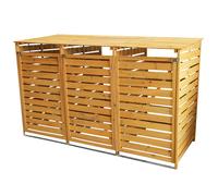 Wheelie Bin Storage Triple Wooden Natural Outdoor Lockable Shed - Recycling