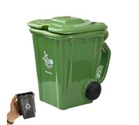 Wheelie Bin-Themed Funny Mugs, 400 Ml Trash Can Shaped Ceramic Coffee Cup with Handle, Ceramic Mug for Kitchen Office Living Room Christmas Party (Green 400ml)