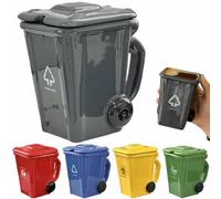 Wheelie Bin-Themed Funny Mugs, 400mL Trash Can Shaped Ceramic Coffee Cup, 5 Colors, Design-Led Personalised Mug - Novelty Gifts for Home & Office（without Spoon） (Gray)