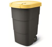 Keden Wheeler 90L Wheelie Rubbish Bin Trash Can With Wheels And Lid Trash Can Large Trash Can Universal Trash Can Plastic (Black/yellow)
