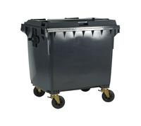 Wheelie Bin with Flat Lid 1100 Litre Grey (Dimensions: H1450xW1400xD1200mm) 377396