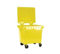 Wheelie Bin With Flat Lid 1100 Litre Yellow 377397