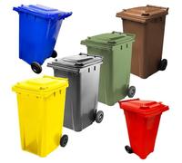 Wheelie Bins Outdoor Trash, Garden, Recycling Household Size Standard Bins 240L Colours Grey, Yellow, Blue, Green, Brown & Red Complete With Lids & Wheels (Yellow)