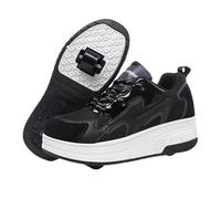 Wheelies for Girls,Roller Skates Shoes with Double Wheels,Sneakers with Wheels,Breathable Mesh,Multifunction,Comfort,Flexible Transformation,for Unisex Kids Boys Girls Black