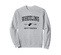 Wheeling West Virginia WV Vintage Sports Design Black Print Sweatshirt