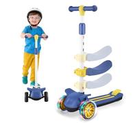 Wheelive 2 in 1 Kids Scooter with Removable Seat, Light up 3 Wheels Kick Scooter with 4 Adjustable Height Toddler Scooters Sit or Stand Ride for Boys & Girls 2-10 Years Old,Pink