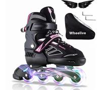 Wheelive Adjustable Inline Skates for Kids, Performance Roller Skates with Full Light Up Wheels Ideal for Boys, Girls, Beginners, Adults