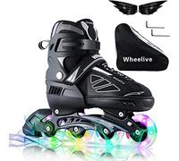 Wheelive Adjustable Inline Skates for Kids, Performance Roller Skates with Full Light Up Wheels Ideal for Boys, Girls, Beginners, Adults