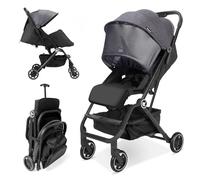 Wheelive Lightweight Baby Stroller for Airplane, Compact Travel Pushchair with Retractable Foot Cover & Reclining Backrest, One Hand Fold Stroller for Toddlers 0-36 Months