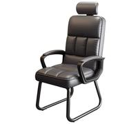 Wheelless Office Chair with Headrest, High Back Ergonomic Desk Chair, PU Leather Executive Computer Chair with Lumbar Support, Fixed Base for Home Office, Study
