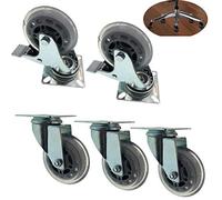 Wheels 3in Office Chair Caster Computer Chair Wheels Rubber Heavy Duty,with Mounting Plate,Smooth & Safe,Noise-Free,Perfect Replacement for Desk Chair Mat (Brake,5pcs) (Color : Brake, Size : 5pcs) (U