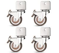 Wheels 4 Pack 50mm Swivel Castor Wheels,Caster Wheel with U Type Bracket,Heavy Duty Furniture Moving Castor for Hard Floors/Parquet/or Stone Floor,Includes Screws (22mm/0.9in,4*Brake) (Color : 2brake