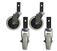 Wheels 4in Rubber Dining Cars Caster,Swivel Stem Furniture Wheel,with Square Tube Bracket,Long Handle 23×65mm,Set of 4,No Noise,Capacity 400kg,for Commercial Kitchen Tables,Trolley (Brake,Blue) (Colo