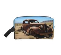Wheels Abandoned in The Desert Portable Large-Capacity Travel Toiletry Bag (Print Models) Waterproof Makeup Storage Bag for Men and Women for Business Trips, Fitness, Bathroom, Daily Storage