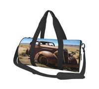 Wheels Abandoned in The Desert Round Travel Duffel Bag - Large Capacity Durable Carry-On Bag for Vacation, Gym, Short Trips