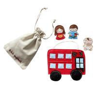 Wheels on the Bus Finger Puppet Set for Toddlers - Felt Bus Toy with 3 Finger Puppets and Storage Bag, Educational Nursery Rhyme Toy for Preschool Learning