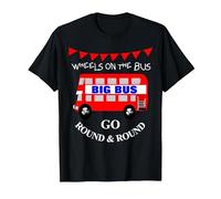 Wheels On The Bus Kids Song Cute Graphic T-Shirt, Men, Black, X-Large