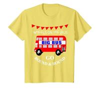 Wheels On The Bus Kids Song Cute Graphic T-Shirt, Youth, Lemon Yellow, 3T