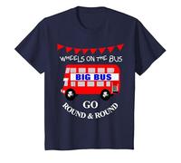 Wheels On The Bus Kids Song Cute Graphic T-Shirt, Youth, Navy Blue, 4T