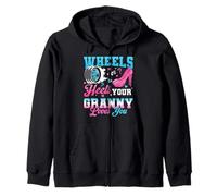Wheels Or Heels Your Granny Loves You Gender Reveal Party Zip Hoodie
