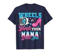 Wheels Or Heels Your Nana Loves You Gender Reveal Party T-Shirt