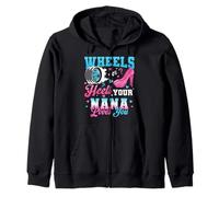 Wheels Or Heels Your Nana Loves You Gender Reveal Party Zip Hoodie