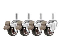 Wheels Set of 4 Swivel Caster Wheels Threaded Stem Castors Moving Casters Soft Rubber Wheels -wear Smooth Casters,for Trolley,Carts,Furniture,Dolly,Workbench,Stem M8x20mm (?38mm,Brake)