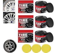Wheels Shine Balm with Sponge Applicator,Tire Polishing Paste,Wheel Polishing Paste,No-Rinse Tire Dressing Car Wheel Scratch Repair Polish Kit,Sturdy Formula for Long Lasting Shine (3 Pcs)