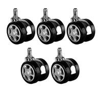 Wheels Swivel Caster Set of 5 Office Chairs Caster Universal for Hard Floors and Carpet Racing Design XL Castors 60 Mm (Black)