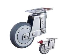Wheels,Swivel Caster Silent Damping Universal Wheel with Spring TPR Wheel Anti-Seismic Caster for Heavy Equipment Gate Industrial Casters (Color : with Brake, Size : 4 inch) (Color : with Brake, Siz
