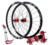 Wheelset 700C Wheels for Off-road Bicycles,Double Wall Disc Brake Aluminium Alloy Wheel Set 30mm Rim Thru-Axle for 700C * 23-45C Tires road Wheel (Color : Red, Size : 12 * 100mm/12 * 142mm)