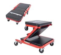 WheelX Mechanic Creeper 36 Inches 2 Modes Z Seat 340 lbs Capacity, Foldable Garage Chair Adjustable Rolling Folding with 6 pcs Wheels Roller, Lay Down or Sit, Under Car, Auto Repair Red Black Man Gift