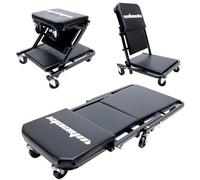 WheelX Mechanic Creeper 36 inches 3-in-1 Mode Z Seat 340lbs Capacity, Foldable Garage Adjustable Rolling Folding with 6pcs Wheels Roller, Lay Down Sit Lean Back, Under Car Auto Repair, Black, Man Gift