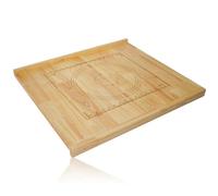 Whemyreat 2-in-1 Chopping Board, 60 x 50 x 3 cm, Made of 100% Natural Rubber Wood, Measuring Markings, Large Work Surface, Stop Edge, Breakfast Board