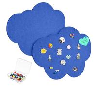 Whemyreat 2 Pcs Cloud Felt Bulletin Board, Cute Versatile Cork Boards Wall Mounted,Self-Adhesive Largely Picture Vision Pin Board with Pushpins for Memo,Photo Display,Wall Home Decor,7.3 x 25.9 Blue