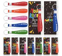 Whemyreat 30 Sets Inspirational Motivational Silicone Key Chains in Bulk Employee Appreciation Thank You Quote Gifts for Staff Teacher Team Teachers Coworkers Nurses Women Men Christmas Stuffers