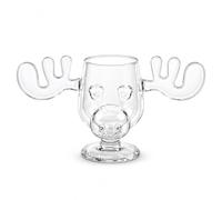 Whemyreat Christmas Moose Mug 200 ml Christmas Glass Cup 1 Piece Eggnog Cup Deer Antler Design Clear Coffee Mugs Elk Glasses for Vacation Party Birthday Celebrations