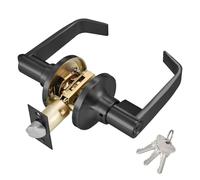 Whemyreat Door Handle Lock Set, Security Thickened Door Handle, Reversible Doors Handles with Internal Lock and Keys, Privacy Doors Lever for Bedroom Bathroom Entrance/Exit, Matte Black 25-45mm