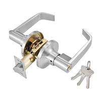 Whemyreat Door Handle Lock Set, Security Thickened Door Handle, Reversible Doors Handles with Silent Internal Lock and Keys, Privacy Doors Lever for Bedroom Bathroom Entrance/Exit, Silver 25-45mm