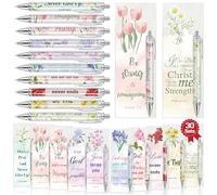 Whemyreat Pack of 30 Bulk Bible Verse Ballpoint Pen Bookmarks Inspirational Inspirational Scripture Christian Religious Motivational Encouragement Floral Pattern Christian Gifts for Women