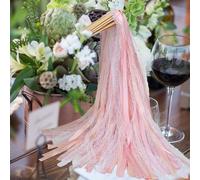 Whemyreat Pack of 50 Pink Wedding Walls with Bell, Romantic Lace Sticks with Wedding Ribbons, Magic Wands Wedding Streamers, Guest Gifts, Silk Fairy Stick, for Weddings, Holiday Parties, Parties