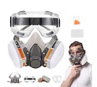 Whemyreat Reusable Respirator Adult Mask with Filter, Spray Paint Mask with Safety Goggles, Construction Dust Masks, Half Facepiece Gas Cover, Chemical Dust-Proof Face Masks for Sanding Spraying Etc