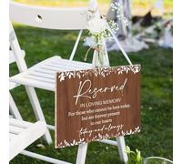 Whemyreat Rustic Wedding Sign Memorial with Ribbon,Heaven Memorial Decor Sign,Wedding Reserved Seat Sign in Loving Memory of Love ones Parents Celebrating Ceremony Memories Seat(9.8×7.5×0.3in)