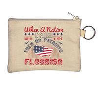 When a Nation is Filled with Strife, Then do Patriots Flourish Key Chain Coin Purse Beige
