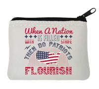 When a Nation is Filled with Strife, Then do Patriots Flourish Neoprene Coin Purse Pouch 10x11cm White