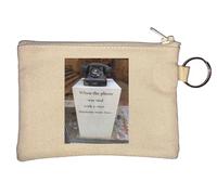 When a Phone was Tied to a Wire Humans were Free Key Chain Coin Purse Beige