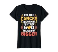 When Cancer Came God Showed Up Even Bigger - Value Graphic T-Shirt, Women, Black, S
