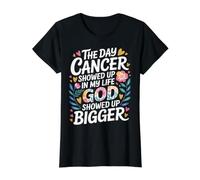 When Cancer Came God Showed Up Even Bigger - Value Graphic T-Shirt, Women, Black, S