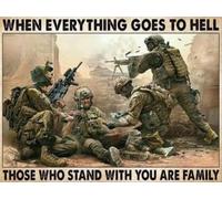 When Everything Goes To Hell Those Who Stand With You Are Family Soldier Floor Mats Decorative Bath Mats Machine Washable Doormat For Pets Laundry Room Patio 40 X 60Cm
